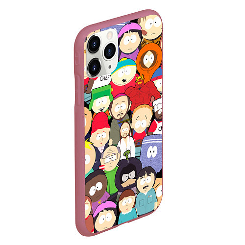 Чехол iPhone 11 Pro матовый South Park персонажи / 3D-Малиновый – фото 2