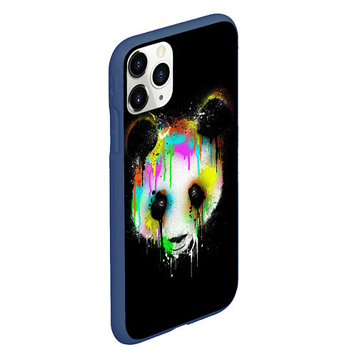 Чехол iPhone 11 Pro матовый Панда в краске / 3D-Тёмно-синий – фото 2