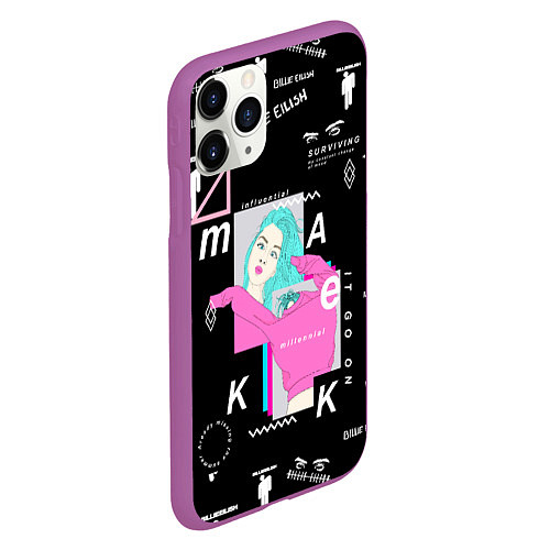 Чехол iPhone 11 Pro матовый Billie Eilish / 3D-Фиолетовый – фото 2