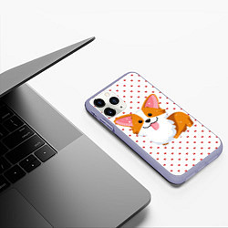 Чехол iPhone 11 Pro матовый Корги, цвет: 3D-светло-сиреневый — фото 2