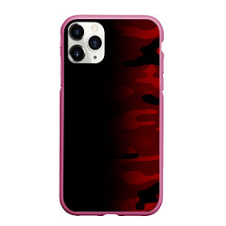 Чехол iPhone 11 Pro матовый RED BLACK MILITARY CAMO