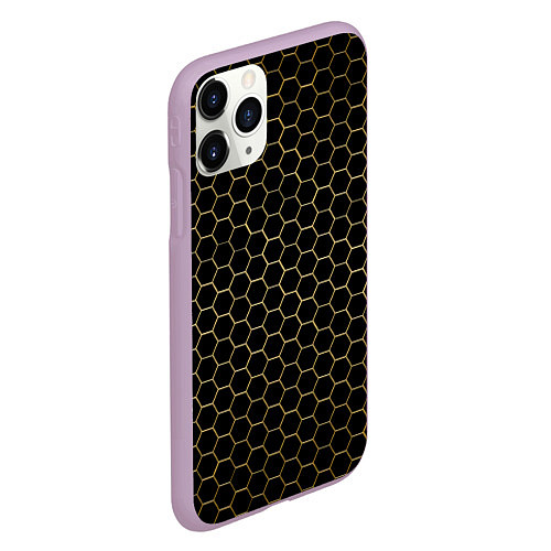 Чехол iPhone 11 Pro матовый ЗОЛОТЫЕ СОТЫ / 3D-Сиреневый – фото 2