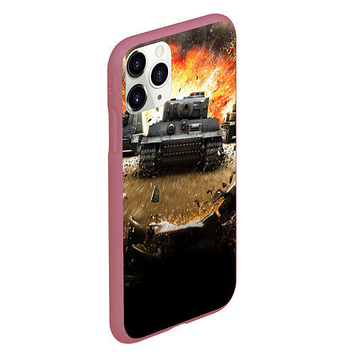 Чехол iPhone 11 Pro матовый ТАНКИ / 3D-Малиновый – фото 2
