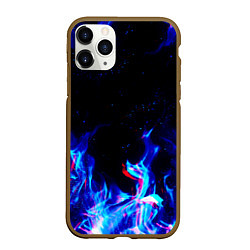 Чехол iPhone 11 Pro матовый СИНИЙ ОГОНЬ ГЛИТЧ, цвет: 3D-коричневый