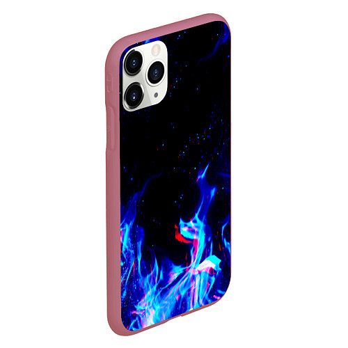 Чехол iPhone 11 Pro матовый СИНИЙ ОГОНЬ ГЛИТЧ / 3D-Малиновый – фото 2