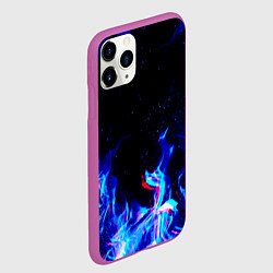 Чехол iPhone 11 Pro матовый СИНИЙ ОГОНЬ ГЛИТЧ, цвет: 3D-фиолетовый — фото 2