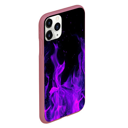 Чехол iPhone 11 Pro матовый ФИОЛЕТОВЫЙ ОГОНЬ / 3D-Малиновый – фото 2