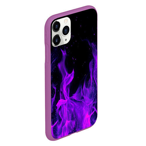 Чехол iPhone 11 Pro матовый ФИОЛЕТОВЫЙ ОГОНЬ / 3D-Фиолетовый – фото 2