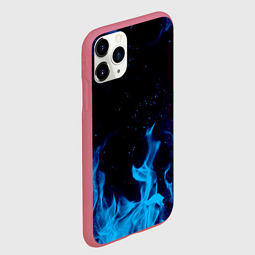 Чехол iPhone 11 Pro матовый СИНИЙ ОГОНЬ / 3D-Малиновый – фото 2