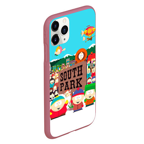 Чехол iPhone 11 Pro матовый South Park / 3D-Малиновый – фото 2