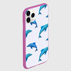 Чехол iPhone 11 Pro матовый Рай для дельфина, цвет: 3D-фиолетовый — фото 2