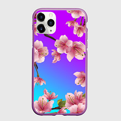 Чехол iPhone 11 Pro матовый САКУРА ВИШНЯ, цвет: 3D-фиолетовый