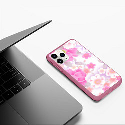 Чехол iPhone 11 Pro матовый Цветы, цвет: 3D-малиновый — фото 2