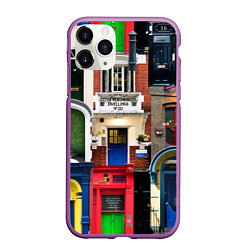 Чехол iPhone 11 Pro матовый London doors цифровой коллаж, цвет: 3D-фиолетовый