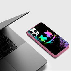 Чехол iPhone 11 Pro матовый Marshmello, цвет: 3D-малиновый — фото 2
