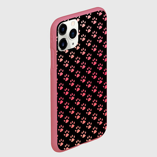 Чехол iPhone 11 Pro матовый Лапки / 3D-Малиновый – фото 2