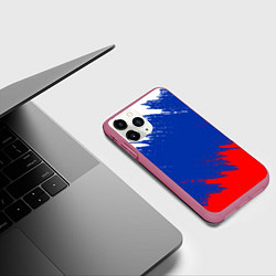 Чехол iPhone 11 Pro матовый РОССИЯ ТРИКОЛОР, цвет: 3D-малиновый — фото 2