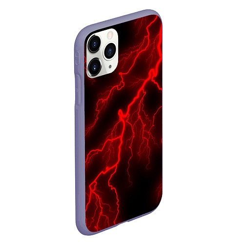 Чехол iPhone 11 Pro матовый МОЛНИЯ RED NEON / 3D-Серый – фото 2