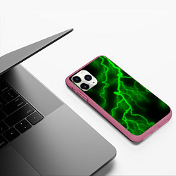 Чехол iPhone 11 Pro матовый МОЛНИЯ GREEN NEON, цвет: 3D-малиновый — фото 2