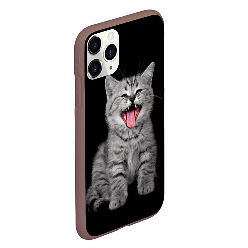 Чехол iPhone 11 Pro матовый Кричащий кот / 3D-Коричневый – фото 2