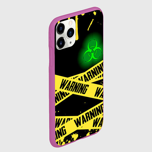 Чехол iPhone 11 Pro матовый Warning / 3D-Фиолетовый – фото 2