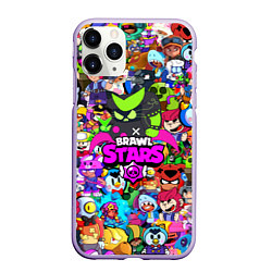 Чехол iPhone 11 Pro матовый BRAWL STARS:8 BIT VIRUS, цвет: 3D-светло-сиреневый