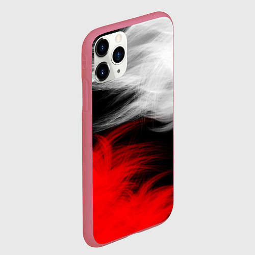 Чехол iPhone 11 Pro матовый ПЕРЬЯ / 3D-Малиновый – фото 2