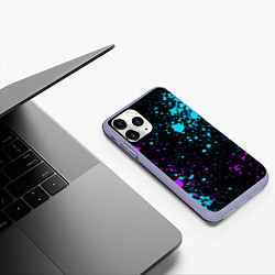 Чехол iPhone 11 Pro матовый БРЫЗГИ КРАСКИ NEON, цвет: 3D-светло-сиреневый — фото 2