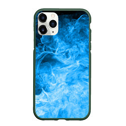 Чехол iPhone 11 Pro матовый ОГОНЬ BLUE, цвет: 3D-темно-зеленый