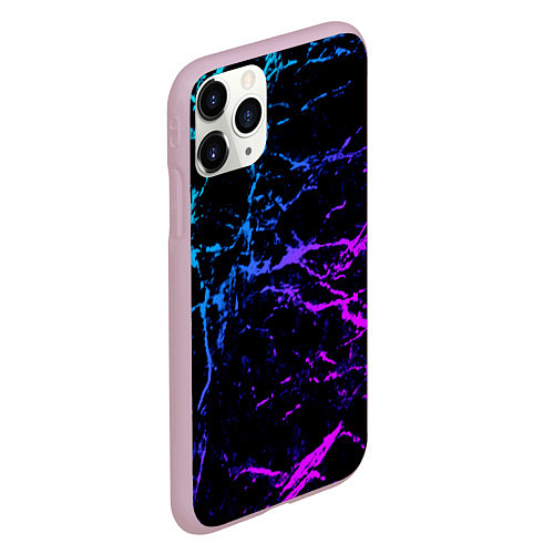 Чехол iPhone 11 Pro матовый МРАМОР NEON / 3D-Розовый – фото 2