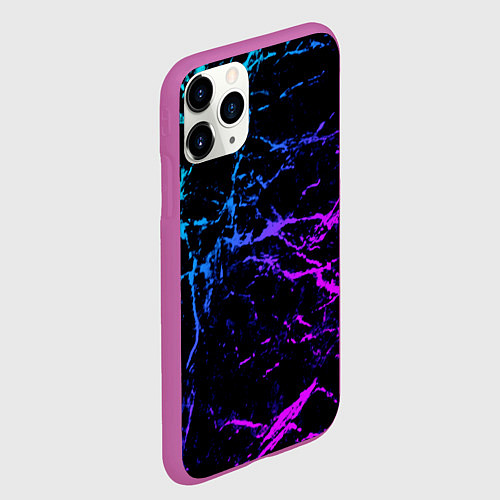 Чехол iPhone 11 Pro матовый МРАМОР NEON / 3D-Фиолетовый – фото 2