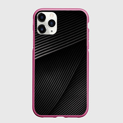 Чехол iPhone 11 Pro матовый МЕТАЛЛИЧЕСКИЕ ПОЛОСЫ, цвет: 3D-малиновый