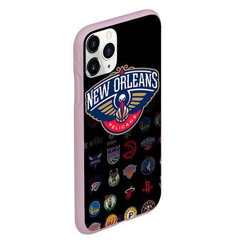 Чехол iPhone 11 Pro матовый New Orleans Pelicans 1 / 3D-Розовый – фото 2