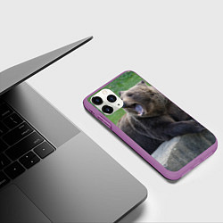 Чехол iPhone 11 Pro матовый Медведь, цвет: 3D-фиолетовый — фото 2