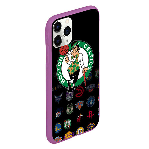 Чехол iPhone 11 Pro матовый Boston Celtics 1 / 3D-Фиолетовый – фото 2