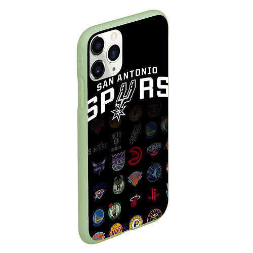 Чехол iPhone 11 Pro матовый San Antonio Spurs 2 / 3D-Салатовый – фото 2