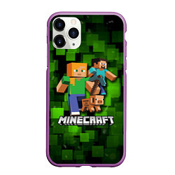 Чехол iPhone 11 Pro матовый Minecraft Майнкрафт, цвет: 3D-фиолетовый