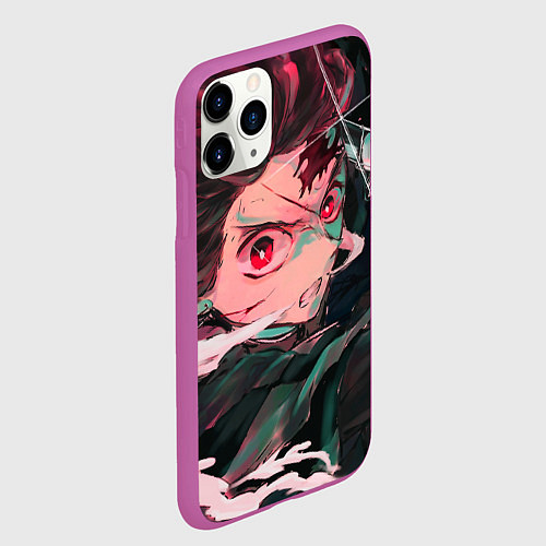 Чехол iPhone 11 Pro матовый Клинок рассекающий демонов / 3D-Фиолетовый – фото 2
