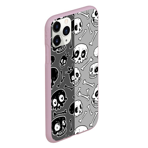 Чехол iPhone 11 Pro матовый Черепа / 3D-Розовый – фото 2