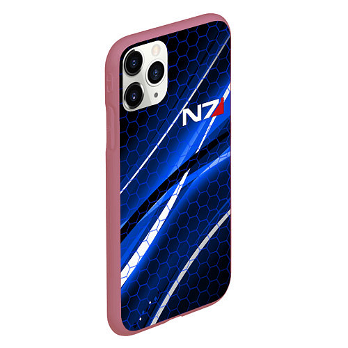 Чехол iPhone 11 Pro матовый MASS EFFECT N7 / 3D-Малиновый – фото 2