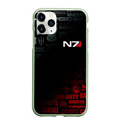 Чехол iPhone 11 Pro матовый MASS EFFECT N7, цвет: 3D-салатовый