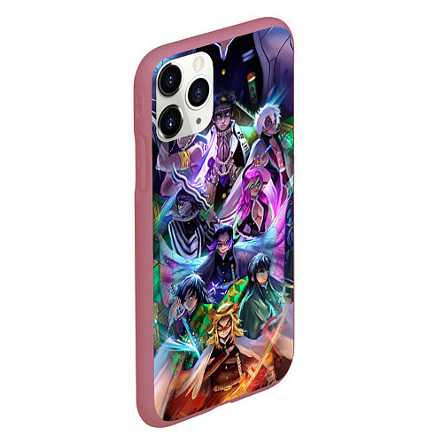 Чехол iPhone 11 Pro матовый KIMETSU NO YAIBA / 3D-Малиновый – фото 2