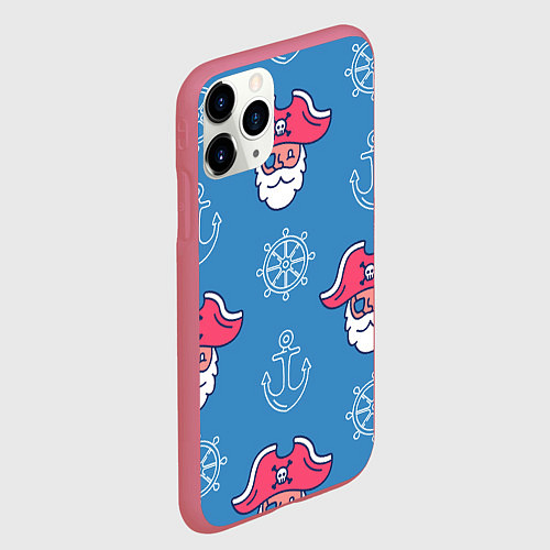 Чехол iPhone 11 Pro матовый Пиратский арт / 3D-Малиновый – фото 2