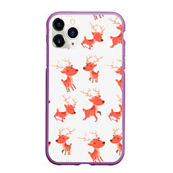 Чехол iPhone 11 Pro матовый Милый олень, цвет: 3D-фиолетовый