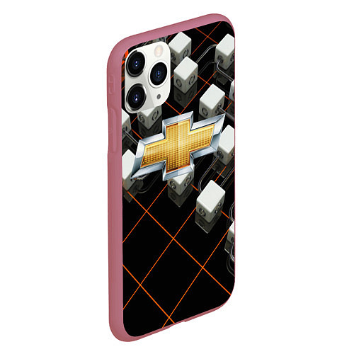 Чехол iPhone 11 Pro матовый CHEVROLET / 3D-Малиновый – фото 2