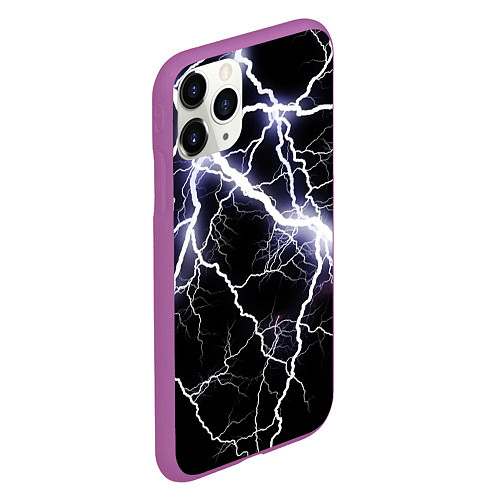 Чехол iPhone 11 Pro матовый Молния / 3D-Фиолетовый – фото 2