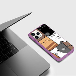 Чехол iPhone 11 Pro матовый Котейки, цвет: 3D-фиолетовый — фото 2
