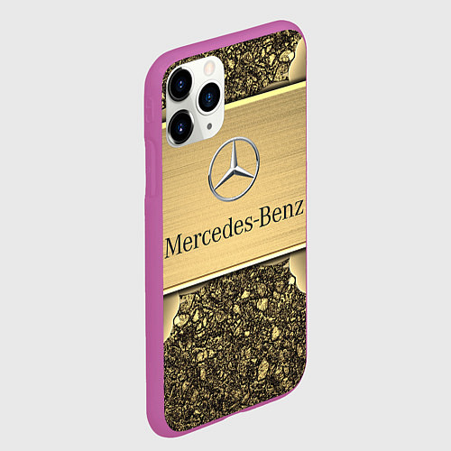 Чехол iPhone 11 Pro матовый MERCEDES GOLD / 3D-Фиолетовый – фото 2