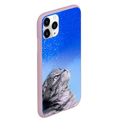 Чехол iPhone 11 Pro матовый Кот и космос / 3D-Розовый – фото 2