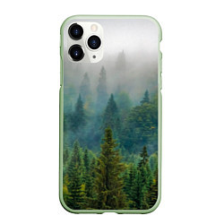 Чехол iPhone 11 Pro матовый Лес, цвет: 3D-салатовый